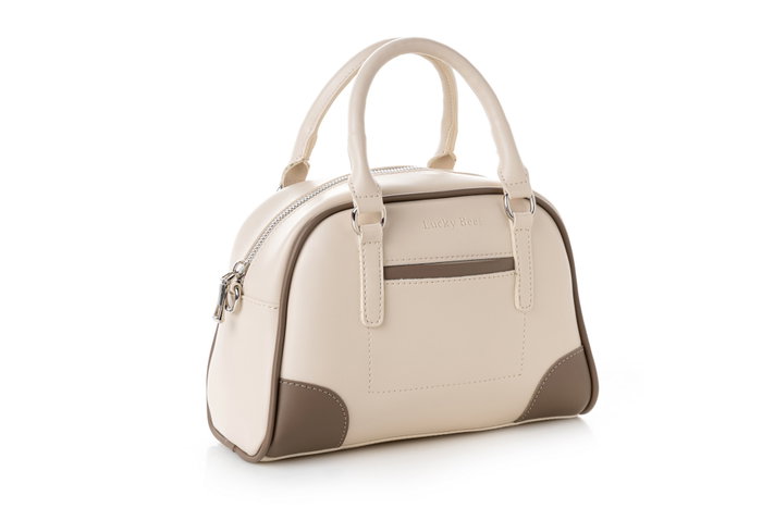 Lucky Bees 1282 Bolso de Cuero de Polivinilo, Elegancia y Versatilidad en Crema y Visón, Diseño Atemporal y Funcionalidad para Mujer